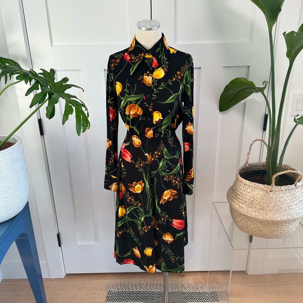 Elegant St. Chamond Floral Long Sleeve Shirt/Skirt -Gucci-style pattern!